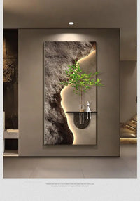 Luxury 3D Sandstone Wall Lamp – Hydroponic Green Plant Entrance & Corridor Decor