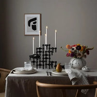 Nordic Molecular Metal Candle Holder – Modern Silver Geometric Candelabra