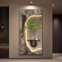 Luxury 3D Sandstone Wall Lamp – Hydroponic Green Plant Entrance & Corridor Decor
