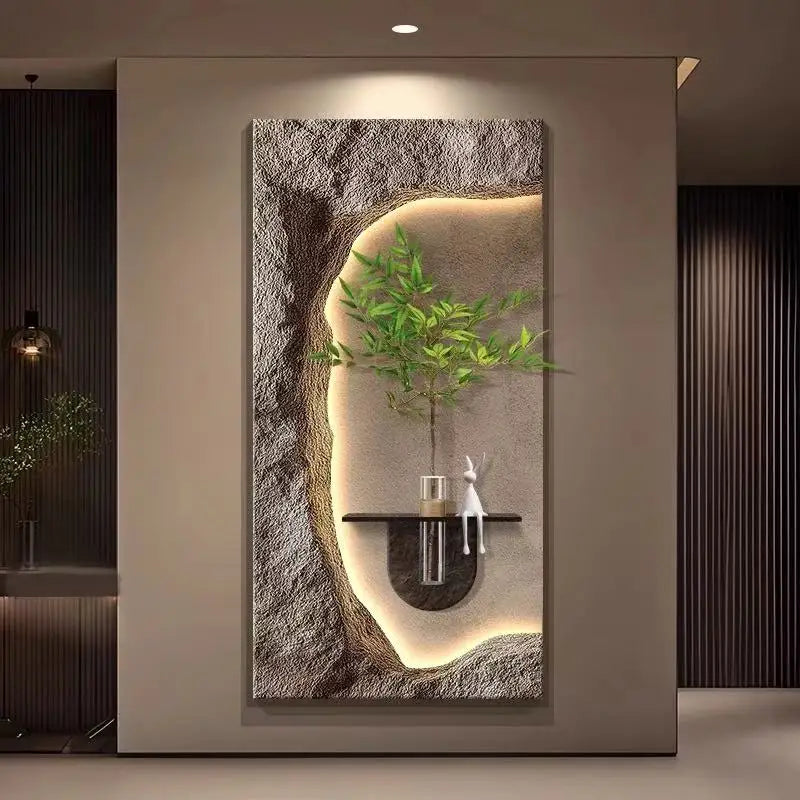 Luxury 3D Sandstone Wall Lamp – Hydroponic Green Plant Entrance & Corridor Decor
