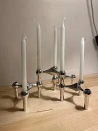 Nordic Molecular Metal Candle Holder – Modern Silver Geometric Candelabra