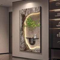 Luxury 3D Sandstone Wall Lamp – Hydroponic Green Plant Entrance & Corridor Decor