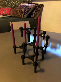 Nordic Molecular Metal Candle Holder – Modern Silver Geometric Candelabra