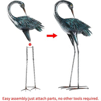 Metal Garden Crane Statue – Blue Heron Outdoor Yard Art for Lawn & Patio Decor