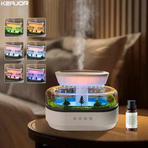 Raindrop Aroma Humidifier & Essential Oil Diffuser – Ultrasonic White Noise Mood Light Diffuser