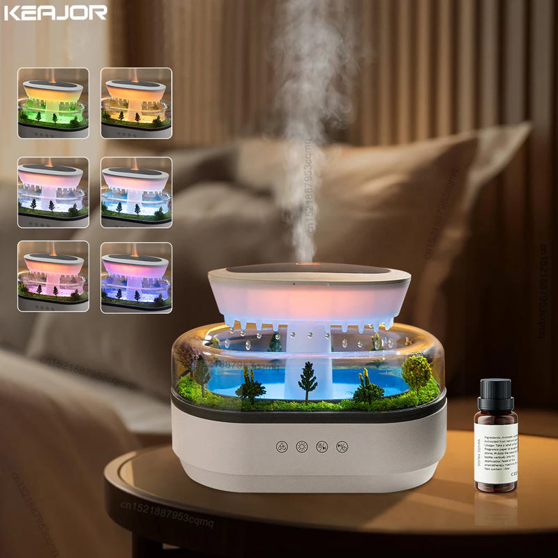 Raindrop Aroma Humidifier & Essential Oil Diffuser – Ultrasonic White Noise Mood Light Diffuser