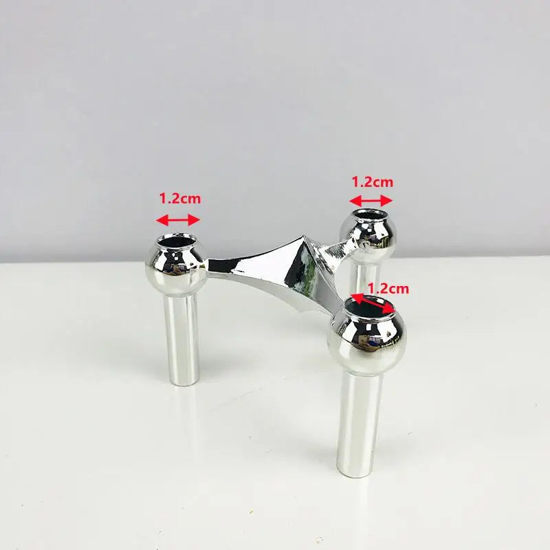 Nordic Molecular Metal Candle Holder – Modern Silver Geometric Candelabra