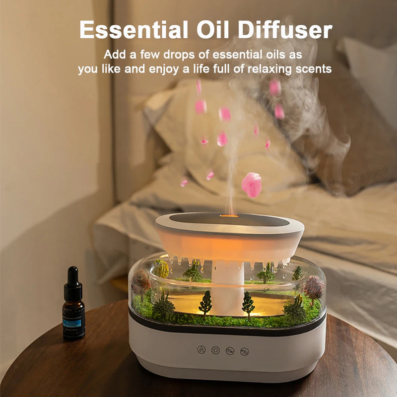 Raindrop Aroma Humidifier & Essential Oil Diffuser – Ultrasonic White Noise Mood Light Diffuser