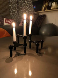 Nordic Molecular Metal Candle Holder – Modern Silver Geometric Candelabra