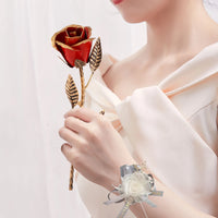 Hand-Forged Wrought Iron Red Metal Rose – Everlasting Romantic Gift