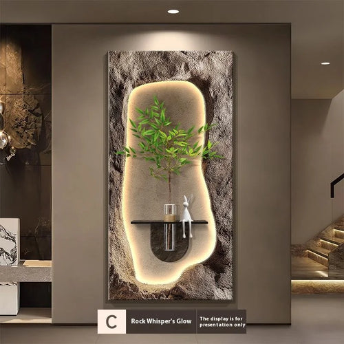 Luxury 3D Sandstone Wall Lamp – Hydroponic Green Plant Entrance & Corridor Decor