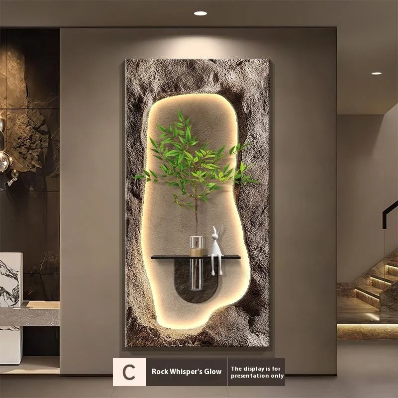Luxury 3D Sandstone Wall Lamp – Hydroponic Green Plant Entrance & Corridor Decor