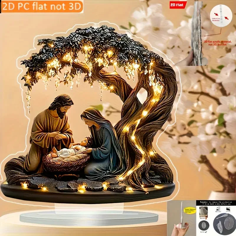 Acrylic Nativity Scene Desktop Decor – Classic Battery-Free Christmas Display