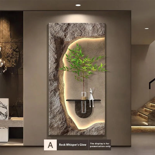 Luxury 3D Sandstone Wall Lamp – Hydroponic Green Plant Entrance & Corridor Decor