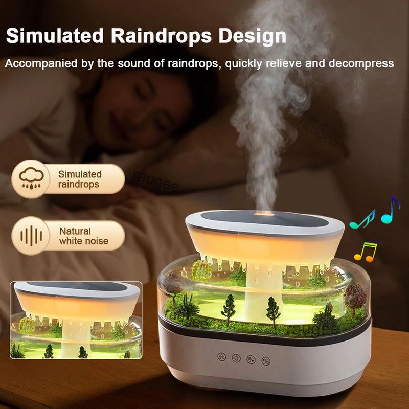 Raindrop Aroma Humidifier & Essential Oil Diffuser – Ultrasonic White Noise Mood Light Diffuser