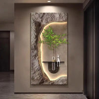 Luxury 3D Sandstone Wall Lamp – Hydroponic Green Plant Entrance & Corridor Decor