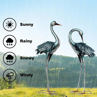 Metal Garden Crane Statue – Blue Heron Outdoor Yard Art for Lawn & Patio Decor