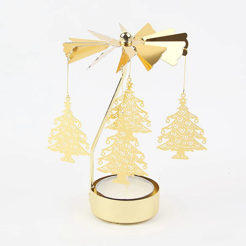 Metal Rotating Christmas Candle Holder – Heat Powered Spinning Holiday Decoration