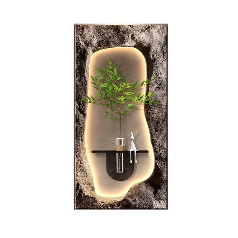 Luxury 3D Sandstone Wall Lamp – Hydroponic Green Plant Entrance & Corridor Decor