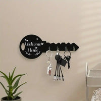 Vintage Wooden Key Shaped Wall Hook – Rustic Home Decor Key Holder