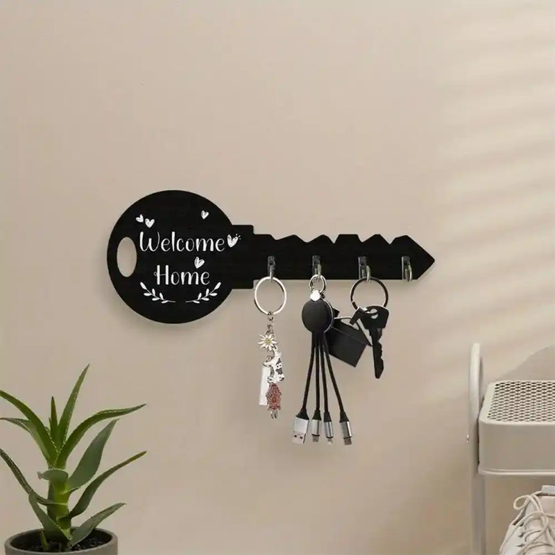 Vintage Wooden Key Shaped Wall Hook – Rustic Home Decor Key Holder