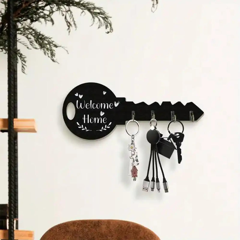 Vintage Wooden Key Shaped Wall Hook – Rustic Home Decor Key Holder