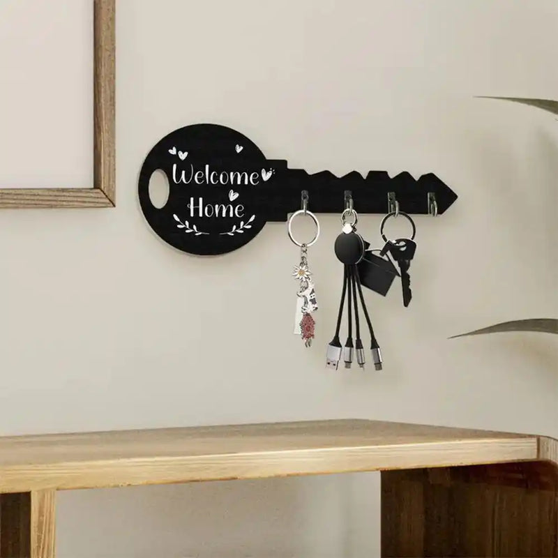 Vintage Wooden Key Shaped Wall Hook – Rustic Home Decor Key Holder