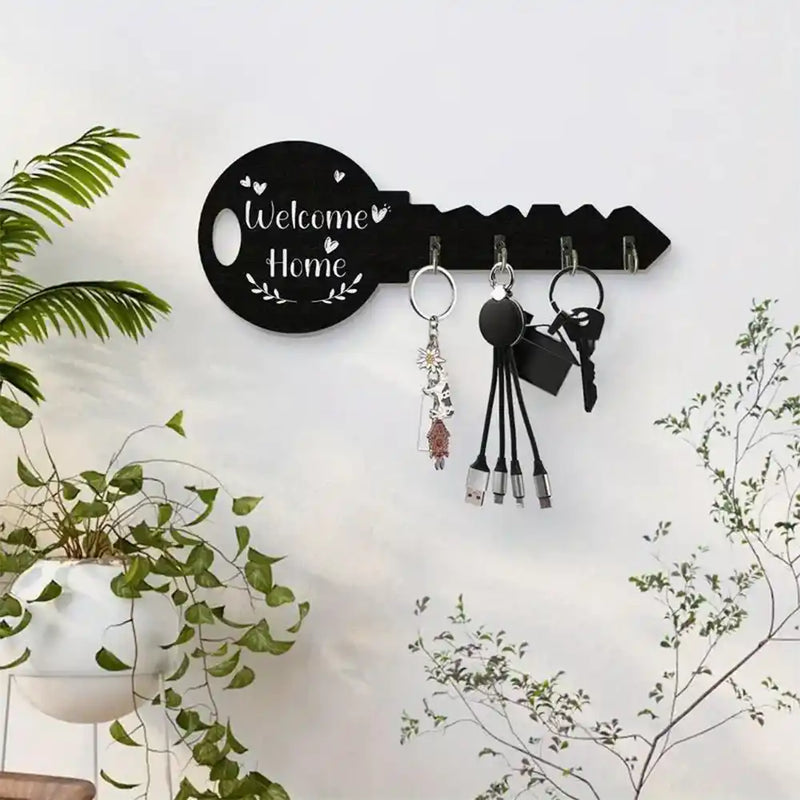 Vintage Wooden Key Shaped Wall Hook – Rustic Home Decor Key Holder