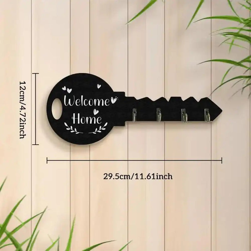 Vintage Wooden Key Shaped Wall Hook – Rustic Home Decor Key Holder
