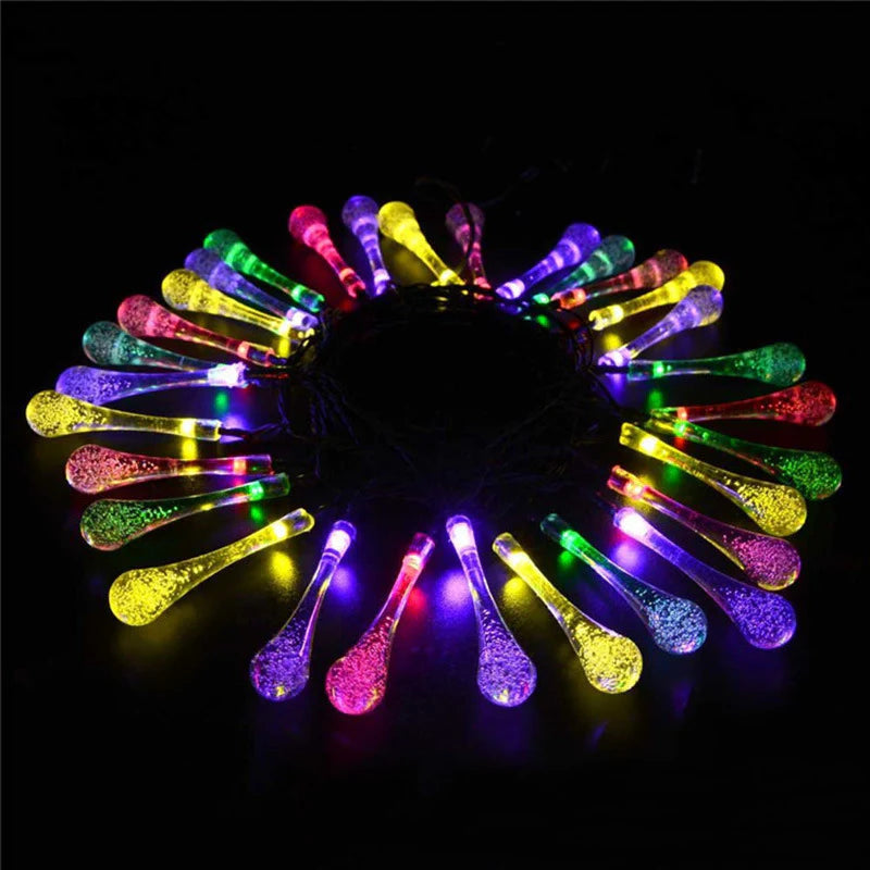 Water Drop String Lights – LED Outdoor Garden Fairy Lights