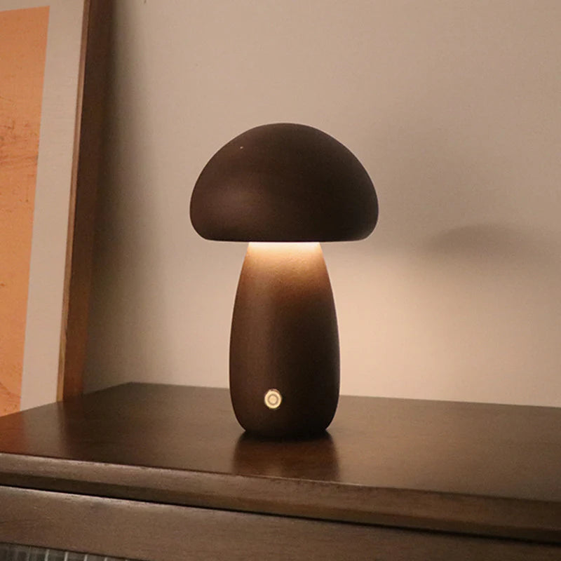Wooden Mushroom Lamp – Nordic LED Night Light Decor